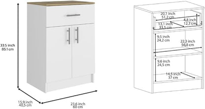 GOWE 2 Piece Kitchen Set, Kitchen Island + Pantry Cabinet, White/Light Oak