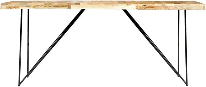Solid Mango Wood Dining Table 70.9"x35.4" Industrial Style Kitchen Island Table with Steel Legs for Dining Room and Small Spaces