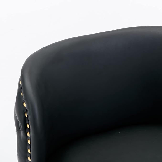 Swivel Bar stools Adjusatble Seat Height, PU Upholstered Bar Stools with The Whole Back Tufted, for Home Pub and Kitchen Island（Black, Set of 2）