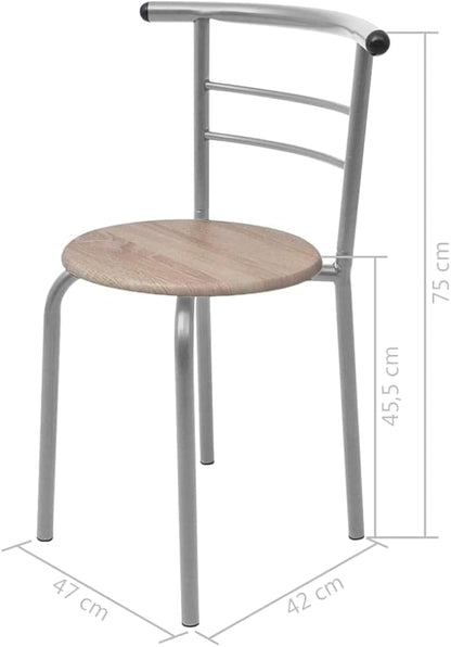 Modern Bar Table Set with Stools Silver MDF and Iron Rectangular Kitchen Dining Set for 2 Compact Space Saving Design Matte Finish