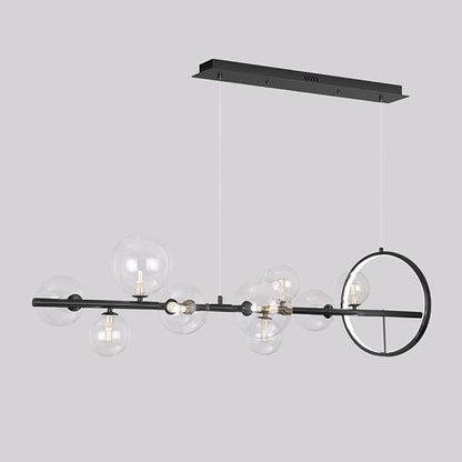 Linear Kitchen Island Lighting, Dining Room Light Fixture Over Table, Large Industrial Black Pendant Lights Ceiling Hanging for Kitchen Living Room (Black, 10-Light)