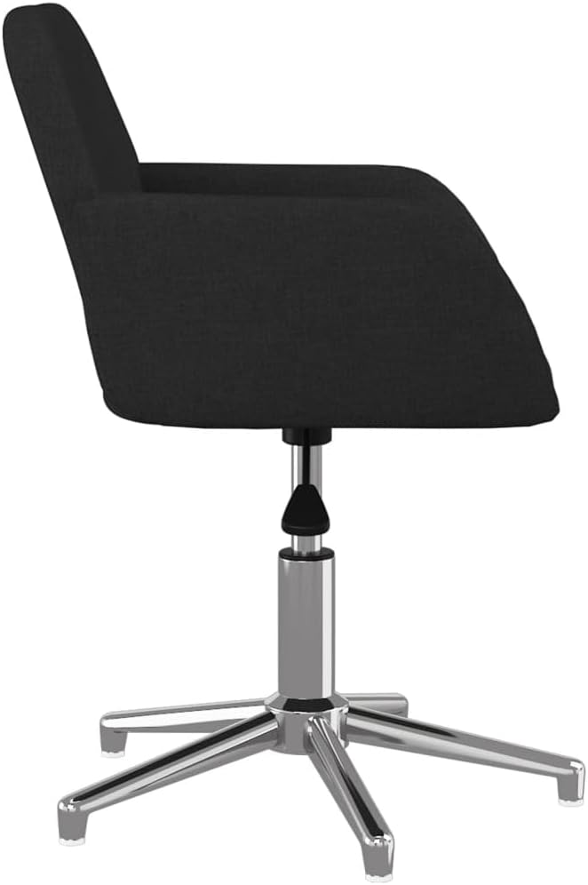 Swivel Dining Chairs 2 Pcs Set Black Fabric Upholstered Modern Accent Chairs with Ergonomic Backrest for Kitchen Dining Room Living Room