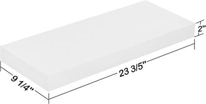 WELLAND 24 inch White Mission Floating Shelves for Wall, Bathroom and Bedroom, Modern Display and Book Shelves, Wall Mounted