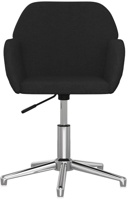 Modern Swivel Dining Chairs 2 PCS Black Fabric Upholstered Accent Chair with 360-Degree Rotation for Kitchen, Living Room, Vanity