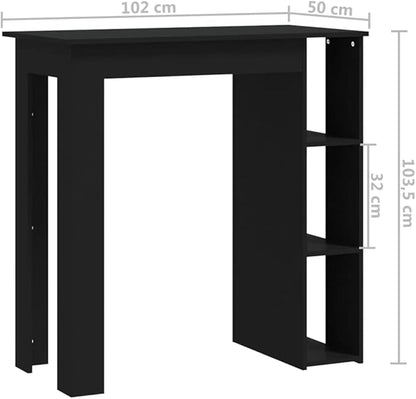 Bar Table 40.2 x 19.7 Inch Modern Kitchen Island Table with Storage Shelves Engineered Wood Matte Black Finish for Dining Room and Living Space