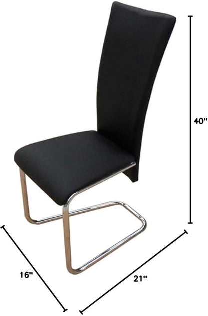 Modern Faux Leather Dining Chairs Set of 2 Black Kitchen Chairs with Chrome-Plated Iron Feet, Comfortable Padded Seating for Dining Room Kitchen Comedor