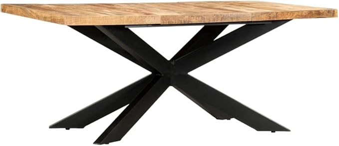 Solid Mango Wood Dining Table 70.9 x 35.4 in Rectangular Industrial Kitchen Table Seats 6 Easy Assembly Rustic Brown for Dining Room Living Room