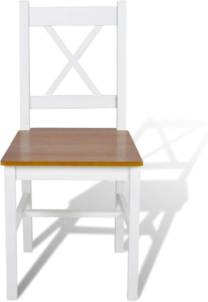 Farmhouse Dining Chairs Set of 4 White Solid Pine Wood Modern Kitchen Chairs with Ergonomic Design for Dining Room Kitchen and Home Decor