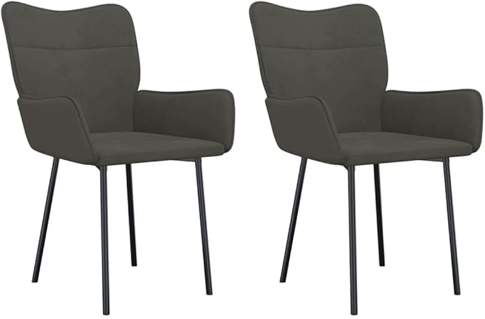 Dark Gray Velvet Dining Chairs Set of 2 Modern Accent Chairs with Metal Frame for Dining Room Kitchen Living Room Furniture