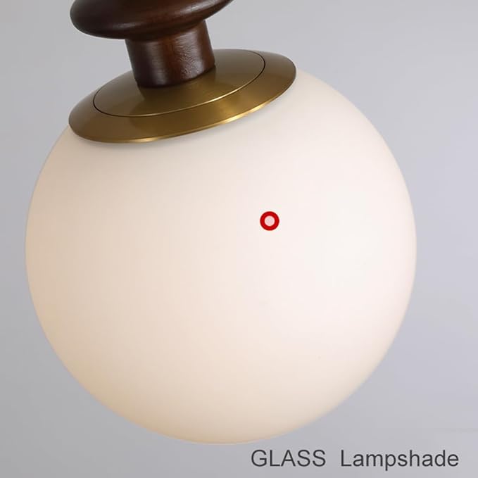 Vintage Wood Wall Sconce Globe Glass Wall Lamp with Pull Chain Switch, Farmhouse Bedside Aisle Deco Lighting Fixture Retro Modern Wooden Wall Light for Living Room Hallway Stairs, E27
