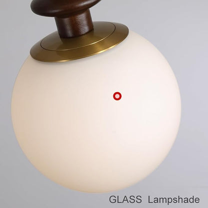 Vintage Wood Wall Sconce Globe Glass Wall Lamp with Pull Chain Switch, Farmhouse Bedside Aisle Deco Lighting Fixture Retro Modern Wooden Wall Light for Living Room Hallway Stairs, E27