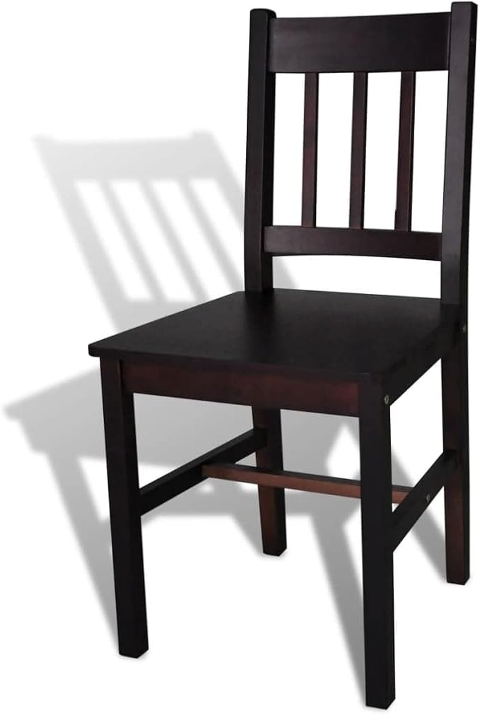 Dark Brown Solid Pine Wood Dining Chairs Set of 2 Ergonomic Farmhouse Kitchen Chairs for Dining Room Modern Accent Furniture 16.3W x 33.9H