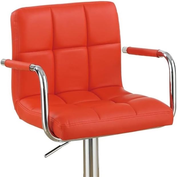 Modern Dining Chairs Set of 2 Adjustable Height Kitchen Island Stools with Sturdy Natural Construction, Comfortable Seat for Versatile Use - Stylish Simple Design,Red-Fabric-Contempor