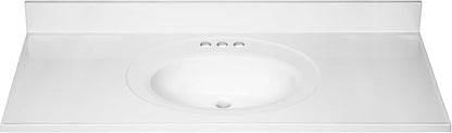 Design House Cultured Marble Vanity Top, 49 in W x 22 in D, Integrated 4 in Centerset Oval Sink & Backsplash, Solid White, 586255