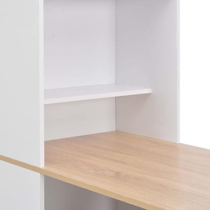 White Bar Table with Natural Wood Highlights, Engineered Wood Modern Dining Table 45.3 x 23.2 x 78.7 Inches, Compact Design with Shelves for Kitchen and Dining Area Storage