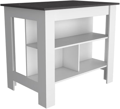 Modern Dining TableExpandable with Shelves Kitchen Island Counter Console Adjustable Sturdy Stable Easy Clean Luxury Living Decor,White-3