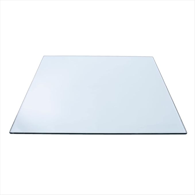 Spancraft 17" Square Clear Tempered Glass Table Top 3/8" Thick - Flat Polish Edge