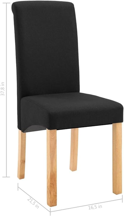 Modern Farmhouse Dining Chairs Set of 4 Black Fabric Upholstered Wooden Frame Accent Chairs for Kitchen Living Room Comfortable Furniture