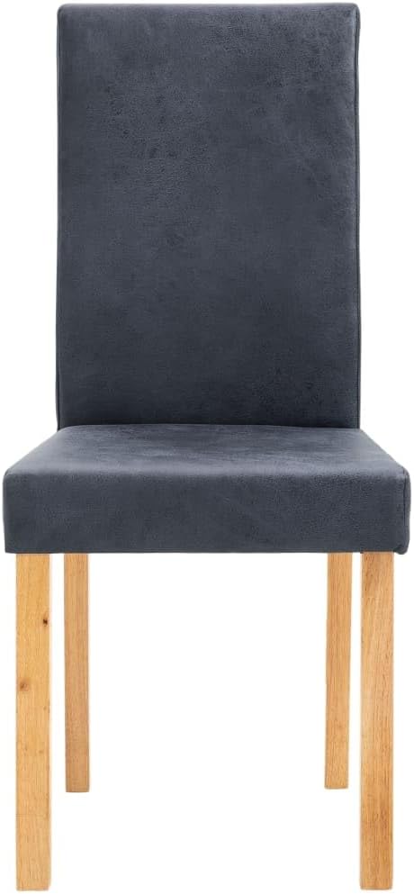 Dining Chairs 4 pcs Gray Faux Suede Leather Upholstered with Wooden Legs Modern Comfortable Kitchen Furniture Set for Dining Room and Farmhouse Decor