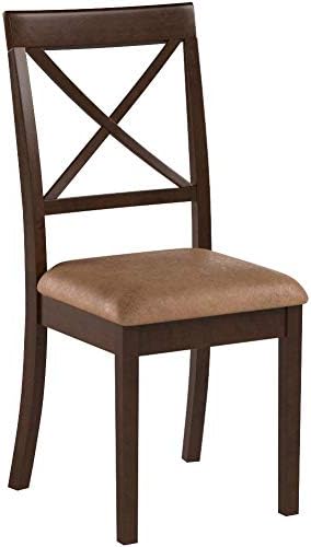 East West Furniture BOC-CAP-C Boston Kitchen Dining Chairs - Linen Fabric Upholstered Wooden Chairs, Set of 2, Cappuccino