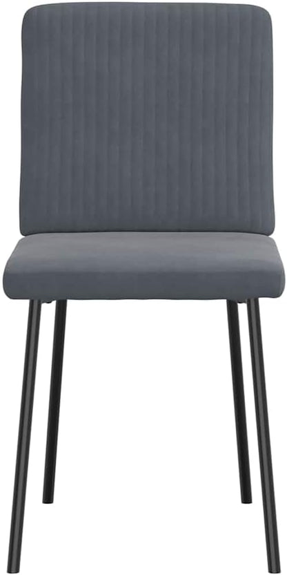 Modern Velvet Dining Chairs Set of 2 Dark Gray Accent Chairs with Metal Wood Frame - Sturdy Kitchen & Living Room Furniture, Comfortable Foam Padding