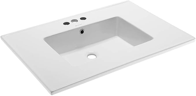 Swiss Madison Well Made Forever SM-VT328-3 Voltaire Vanity Top Sink, with 3" Centerset Faucet Holes