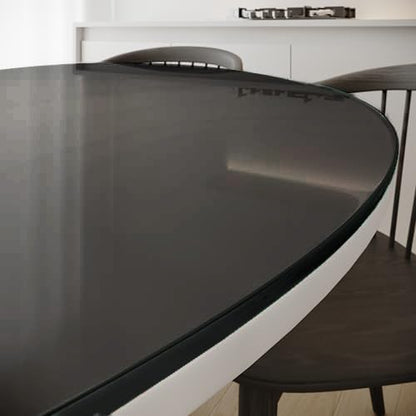 Royalty 48" Inch Round Tempered Glass Table Top – Clear Table Top Glass – Useful for Replacement, Tabletop Protector, Patio, Dining, Coffee, Desks - 1/4" Black Polished Edge