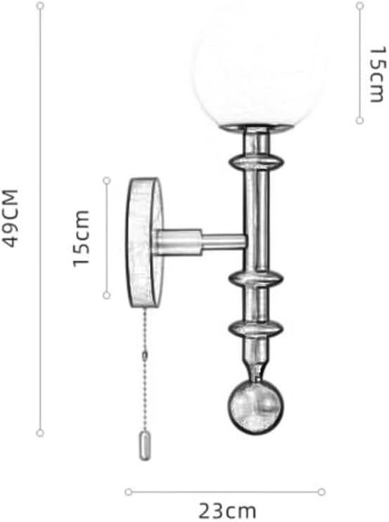 Vintage Wood Wall Sconce Globe Glass Wall Lamp with Pull Chain Switch, Farmhouse Bedside Aisle Deco Lighting Fixture Retro Modern Wooden Wall Light for Living Room Hallway Stairs, E27