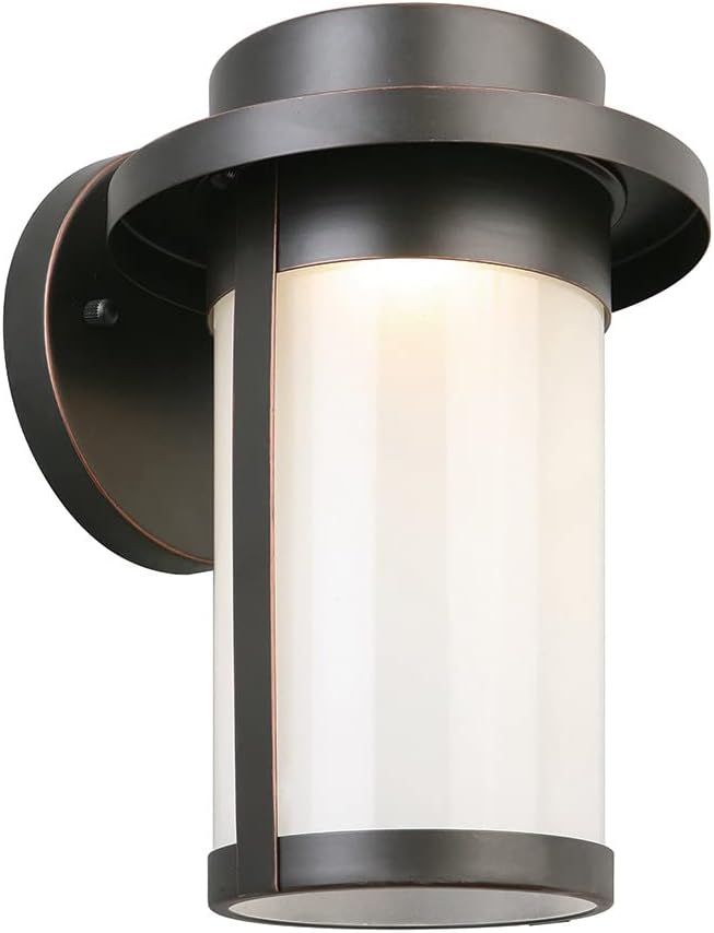 Design House Longmont Integrated LED Indoor/Outdoor Wall Light Frosted Glass for Entrance Porch Patio, Oil Rubbed Bronze – Design House, 180331