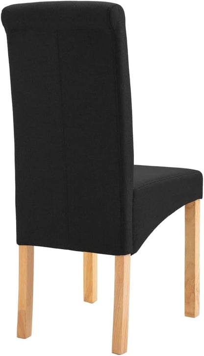 Modern Dining Chairs Set of 6 Black Fabric and Wood Frame for Kitchen Living Room, Comfortable Farmhouse Style Accent Chairs with Sturdy Construction