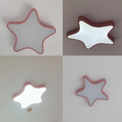 LED Ceiling Light Fixture, Modern Pentagram Recessed Ceiling Lights, 3000K-6000K Dimmable Light, Close to Lighting Flush Mount Living Room Pendant Lamps (Pink, 24inch)