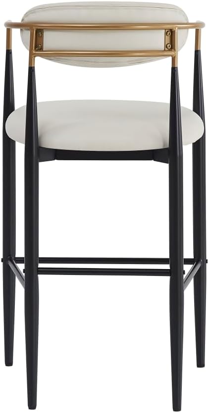 Padded Bar Stool Set with Backrest (2-Piece) — 29.75-inch seat Height fits Kitchen Islands 40.5 inches and Above, Supports up to 260 lbs. (Beige,PU Leather)