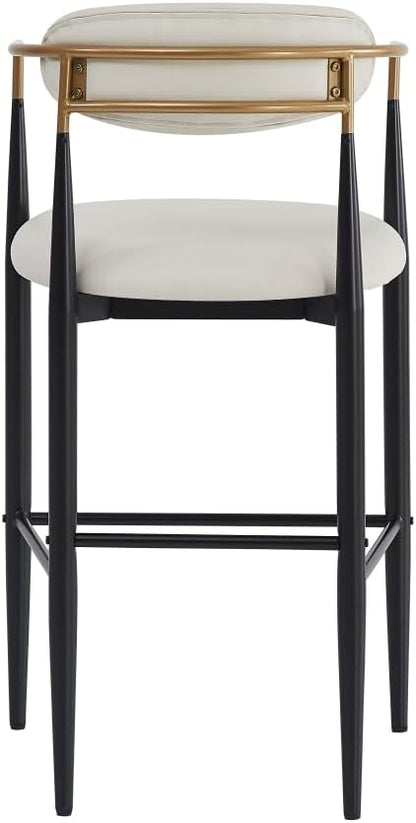 Padded Bar Stool Set with Backrest (2-Piece) — 29.75-inch seat Height fits Kitchen Islands 40.5 inches and Above, Supports up to 260 lbs. (Beige,PU Leather)