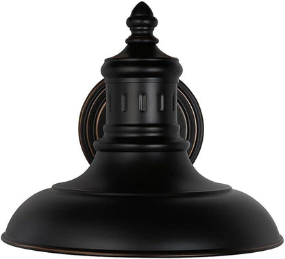Design House 516732 Monterey Industrial Modern 1-Light Indoor/Outdoor Wall Mount with Metal Shade for Porch Entryway Barn, Oil Rubbed Bronze