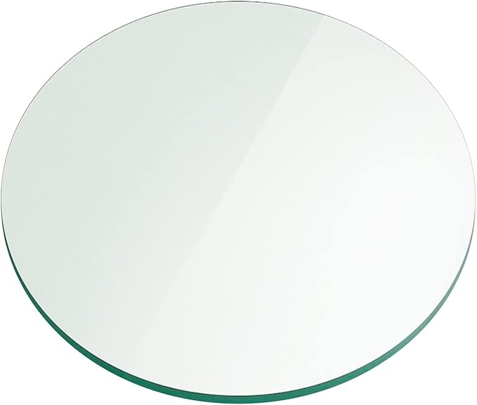 12-Inch Round Tempered Glass Table Top, 3/8” Thick, Flat Polished Edge, Durable Glass for Dining, Coffee, and Office Tables