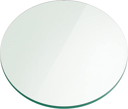 12-Inch Round Tempered Glass Table Top, 3/8” Thick, Flat Polished Edge, Durable Glass for Dining, Coffee, and Office Tables