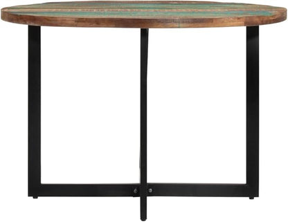 Multicolor Solid Reclaimed Wood Dining Table, Round Medium Sleek Kitchen Dinner Table, 43.3-inch for Dining Room, Easy Assembly