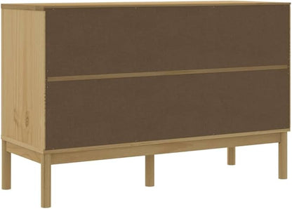 Solid Pine Sideboard Buffet Cabinet with 4 Doors 2 Drawers, 44.9 x 44.9 x 29.1 in Coffee Bar Storage for Dining Room Kitchenette Living Spaces