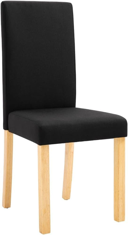 Modern Farmhouse Dining Chairs Set of 6 Black Fabric Upholstered with Rubber Wood Frame for Kitchen Dining Room Furniture Comfortable Accent Chairs