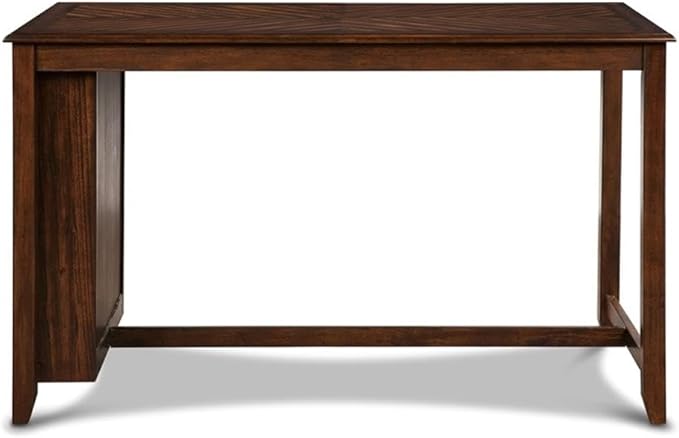 New Classic Furniture Amy Kitchen Counter Island Dining Table for 4 with Storage Shelf & USB Chargers, Traditional Brown Cherry