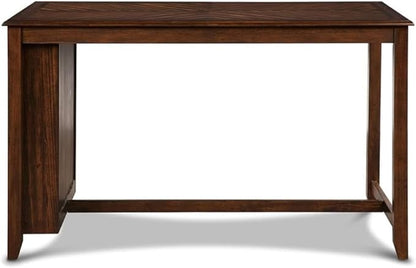 New Classic Furniture Amy Kitchen Counter Island Dining Table for 4 with Storage Shelf & USB Chargers, Traditional Brown Cherry