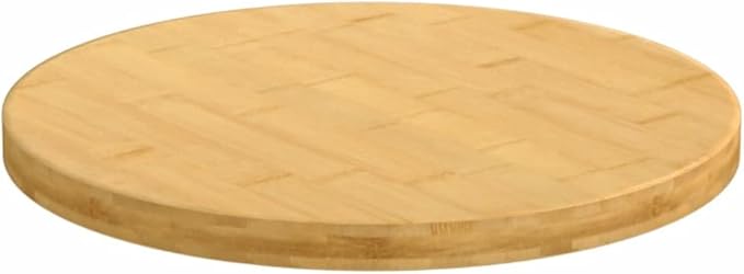 Round Bamboo Table Top 15.7 in Solid Wood Coffee Tabletop, Varnished Durable Butcher Block Style, Small Wood Desk Surface for Living Room, Office, Outdoor Dining Area
