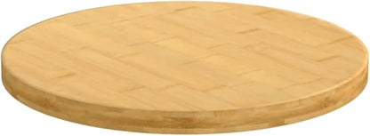 Round Bamboo Table Top 15.7 in Solid Wood Coffee Tabletop, Varnished Durable Butcher Block Style, Small Wood Desk Surface for Living Room, Office, Outdoor Dining Area