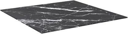 27.6x27.6in Square Tempered Glass Table Top Black White Marble Design 0.2in Thick Easy Clean Modern Tabletop for Dining Room Living Room Small Space