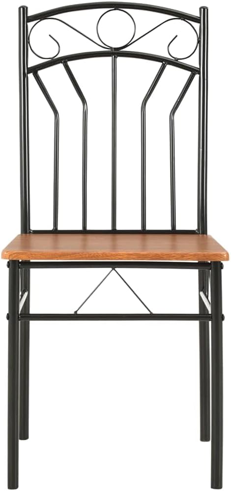 Mid-Century Modern Dining Chairs Set of 4, Brown & Black MDF and Steel Frame Kitchen Furniture with Smooth Finish and Ergonomic Design for Dining Room Kitchen Comedor
