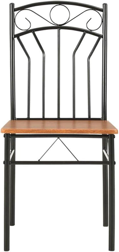 Mid-Century Modern Dining Chairs Set of 4, Brown & Black MDF and Steel Frame Kitchen Furniture with Smooth Finish and Ergonomic Design for Dining Room Kitchen Comedor