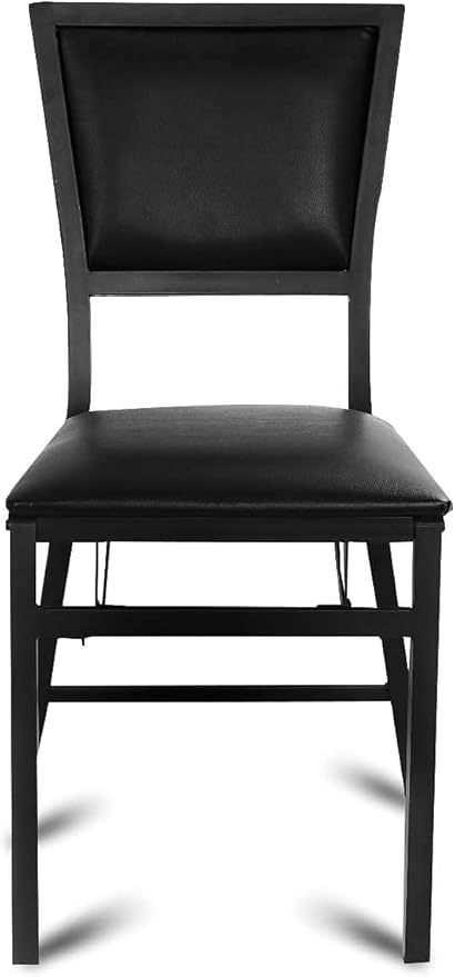 Goplus Topment Set of 2 Steel Folding Chair, PU Upholstered Counter Height Side Chairs with High Backrest & Steel Frame, Modern Style Folding Chairs for Kitchen Dining Room Restaurant