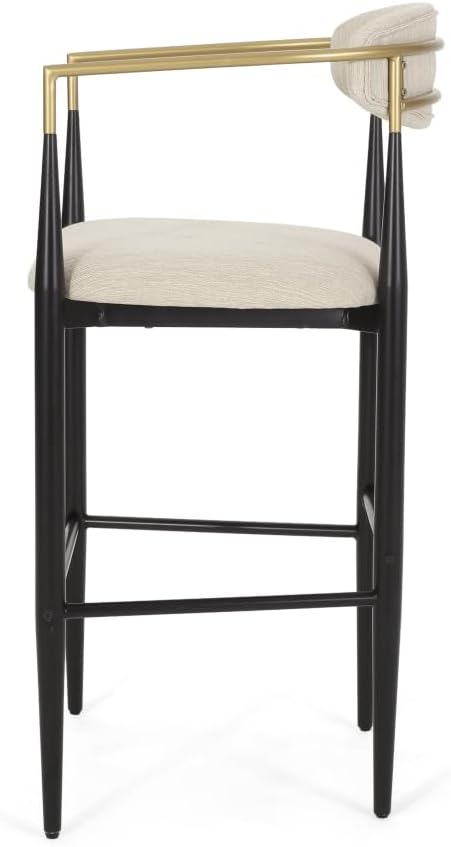 Padded Bar Stool Set with Backrest (2-Piece) — 29.75-inch seat Height fits Kitchen Islands 40.5 inches and Above, Supports up to 260 lbs. (Beige,Fabric)