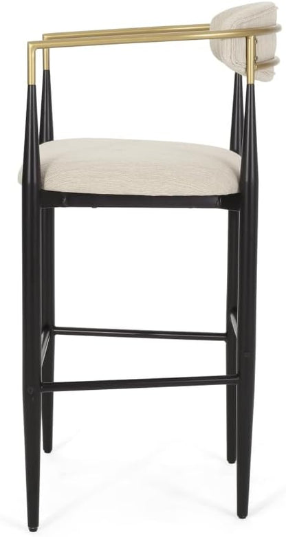 Padded Bar Stool Set with Backrest (2-Piece) — 29.75-inch seat Height fits Kitchen Islands 40.5 inches and Above, Supports up to 260 lbs. (Beige,Fabric)