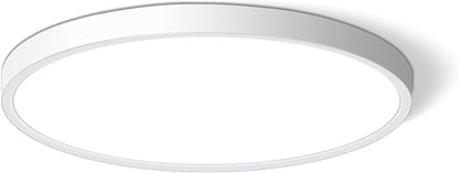 CHARYJOD LED Flush Mount Ceiling Light Fixture 12Inch, 24W Flat Light,5000K Ultra Thin Surface Panel Low Profile for Bedroom Kitchen Bathroom Garage Living Room, White (DC-CJ-0030-24W-50K)
